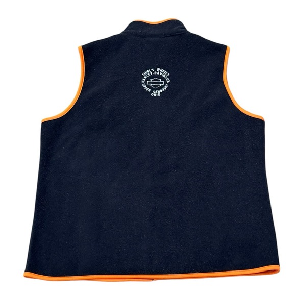 Harley Davidson Womens Fleece Vest Full Zip Black Orange Large Motorcycle Ohio - Picture 3 of 5